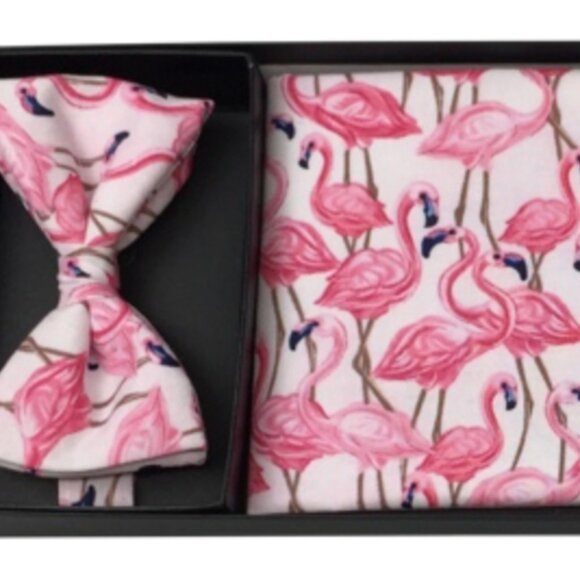 FLAMINGO FUN CUMMERBUND AND BOW TIE SET - Picture 1 of 1